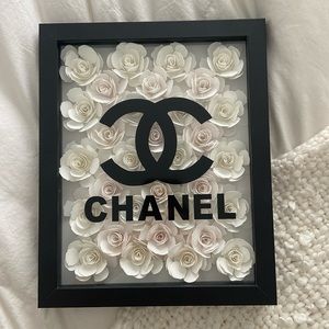 Chanel white rose wall frame
